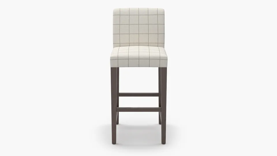 Signature Dining Bar Stool, Coal Windowpane, Espresso Square Tapered Leg