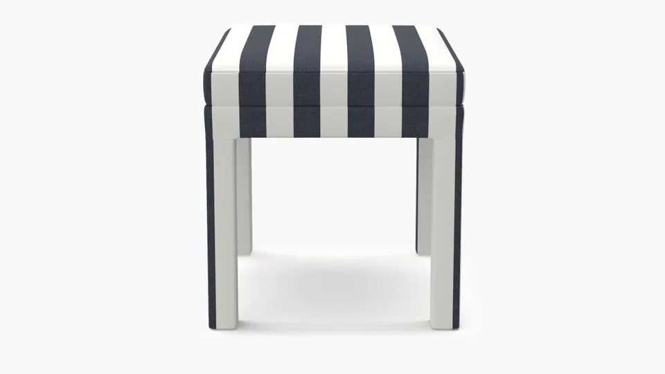 Parsons Ottoman, Navy Cabana Stripe
