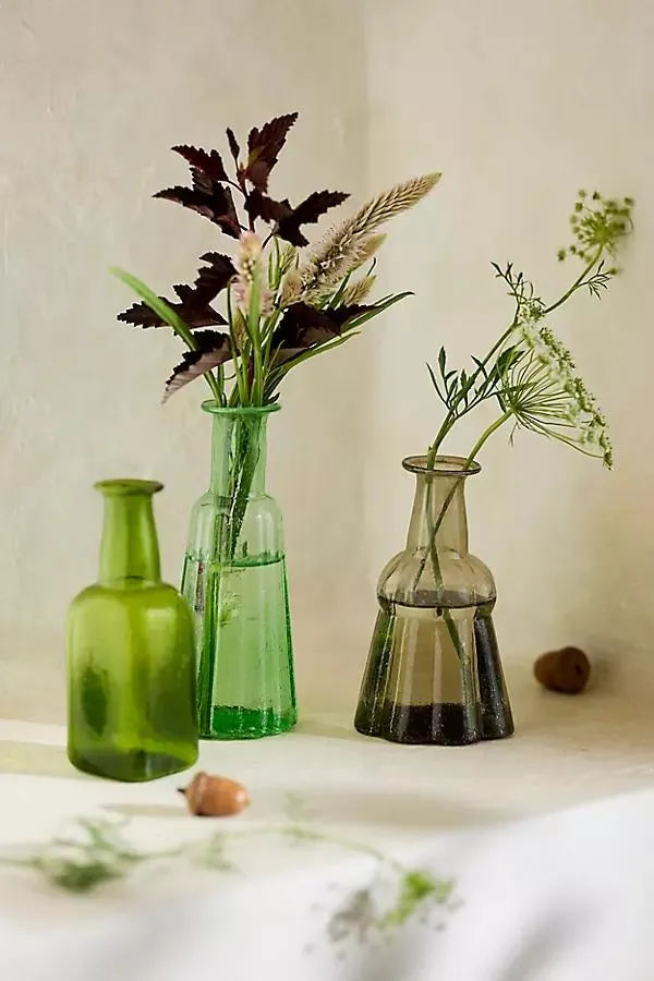 Verdant Recycled Glass Bud Vases, Set of 3