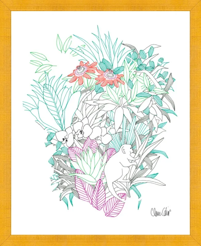 Passionflowers, orchids and the squirrel monkey  by Claire Colin for Artfully Walls