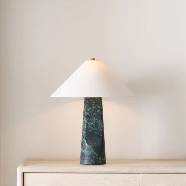 Petra Green Marble Table Lamp with Fabric Shade 24.5"