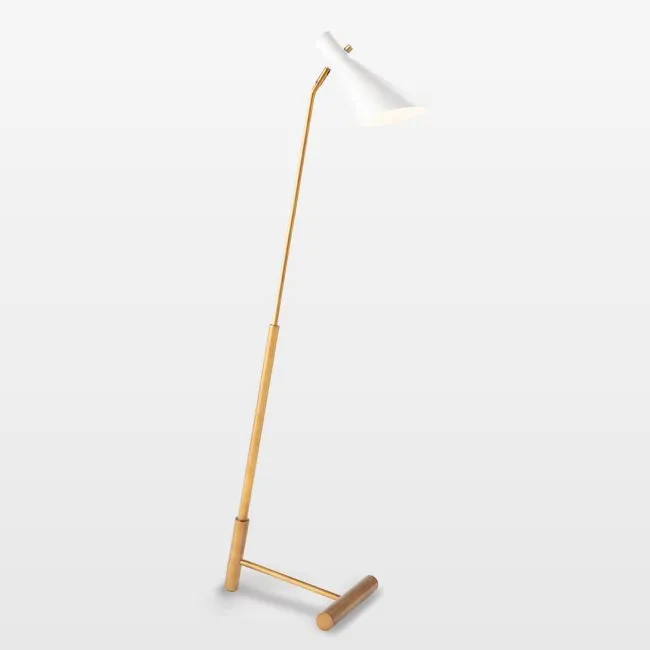 Spyder White and Natural Brass Floor Lamp