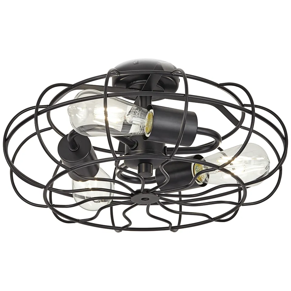 Matte Black Vintage Cage LED Ceiling Fan Light Kit