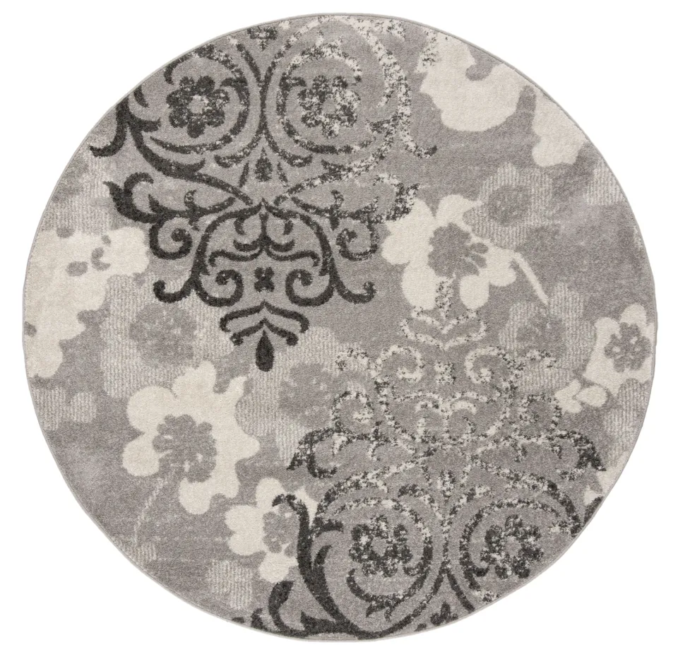 Arlo Home Woven Area Rug, ADR114B, Silver/Ivory,  7' X 7' Round
