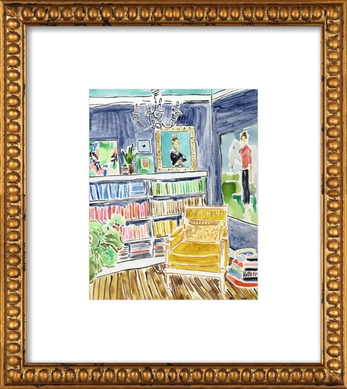 Bookshelf with Paintings by Kate Lewis for Artfully Walls