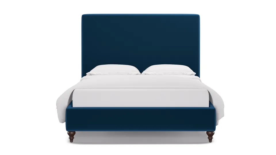 Classic Bed, Royal Performance Velvet, Espresso Traditional Turned Leg, Full