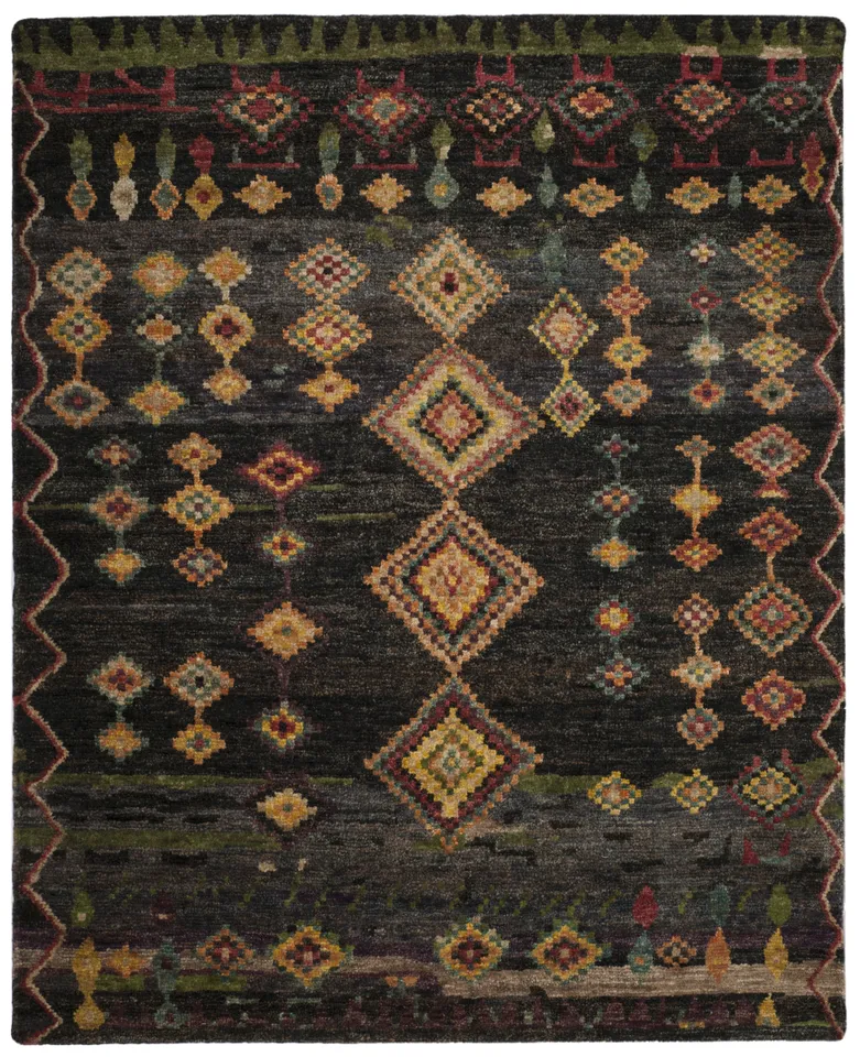 Arlo Home Hand Knotted Area Rug, TGR652B, Black,  8' X 10'