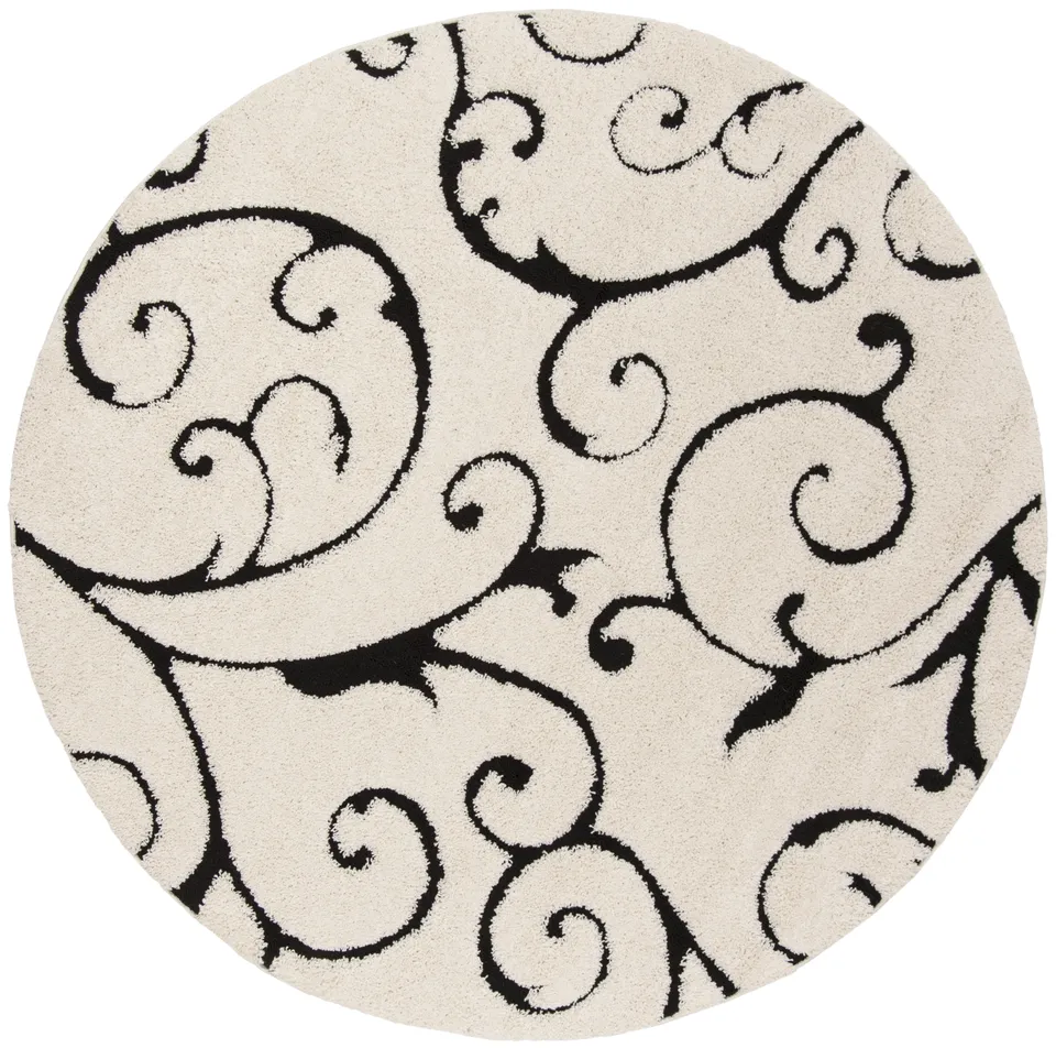 Arlo Home Woven Area Rug, SG455-1290, Ivory/Black,  6' 7" X 6' 7" Round