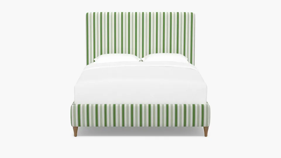 Classic Bed, Jade Regency Stripe, Natural Decorative Tapered Leg, Full