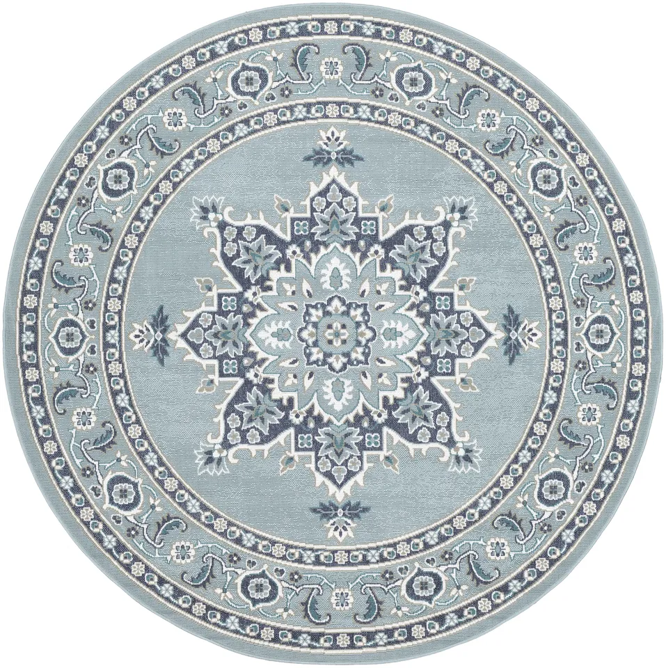 Alfresco Blue Outdoor 8'10" x 8'10" Machine Woven Rug
