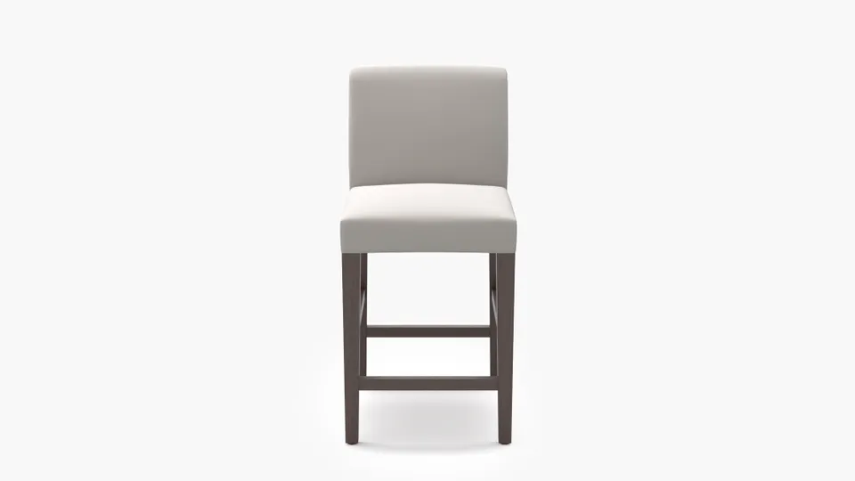Signature Dining Counter Stool, White Performance Velvet, Espresso Square Tapered Leg