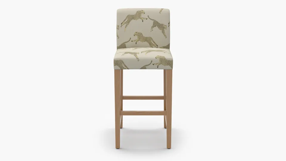 Signature Dining Bar Stool, Desert Cheetah, Natural Square Tapered Leg