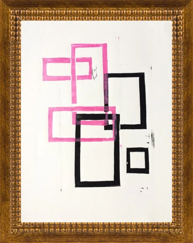 Pink and Black Geometric Squares x2 by Stacy Rajab for Artfully Walls