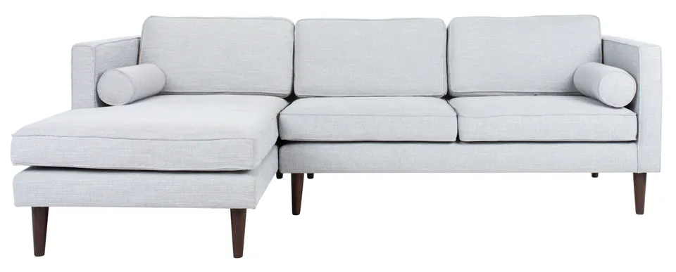 Dulce Mid-Century Chaise Sofa - Left Chaise - Light Grey/Brown
