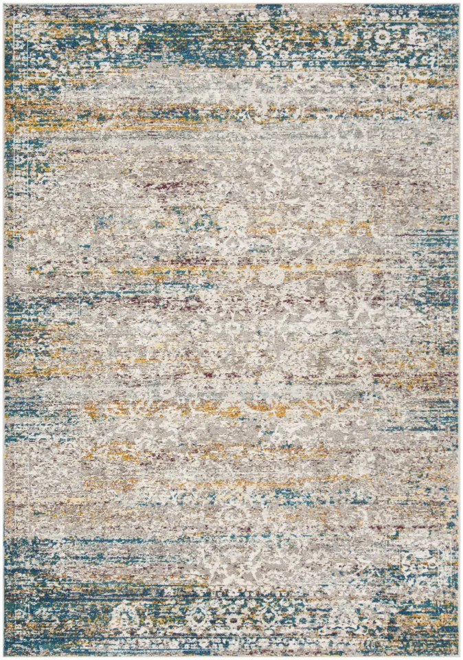 Arlo Home Woven Area Rug, ARA156C, Cream/Blue,  5' 1" X 7' 6"