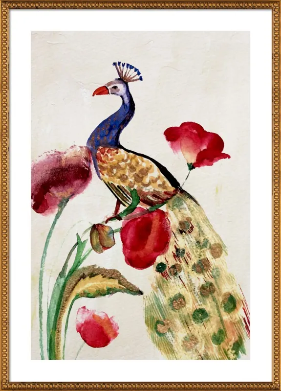 blue gold peacock by Ruti Shaashua for Artfully Walls