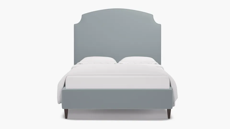 Cove Bed, Sterling Performance Velvet, Espresso Square Tapered Leg, Full