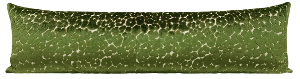 THE XL LUMBAR :: LEOPARD CUT VELVET // OLIVE - 14" X 48"