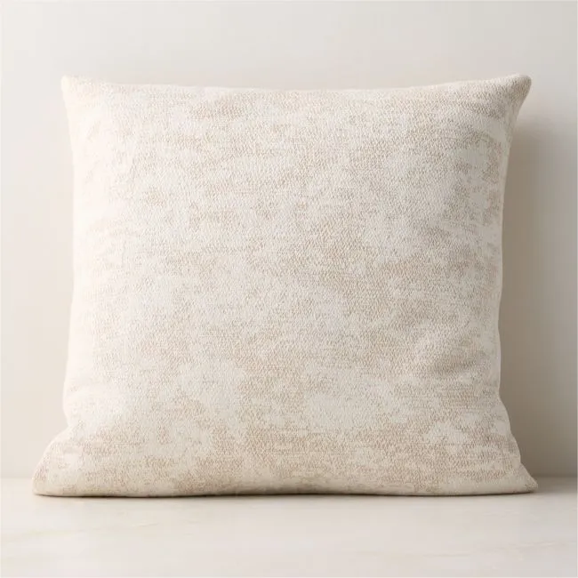 Tavi Warm White Embroidered Linen Throw Pillow with Down-Alternative Insert 23"x23"