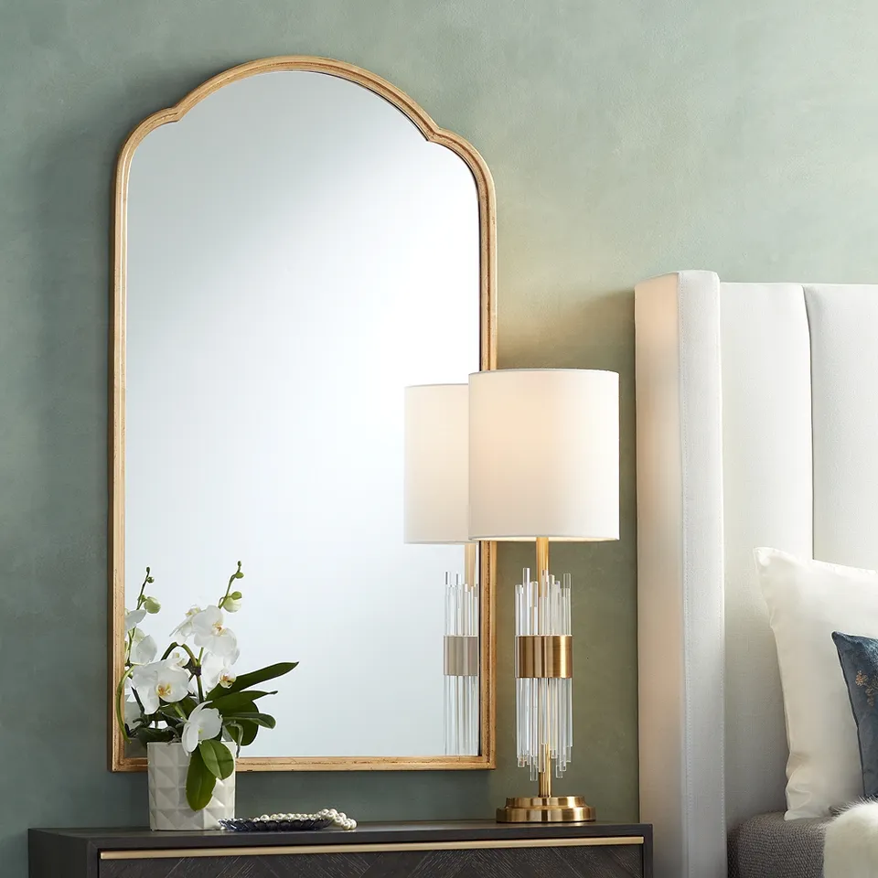 Uttermost Heston Metallic Gold 24" x 43 1/4" Arch Wall Mirror
