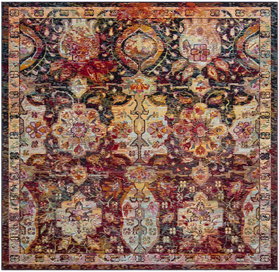 Arlo Home Woven Area Rug, CRS505F, Navy/Orange,  7' X 7' Square