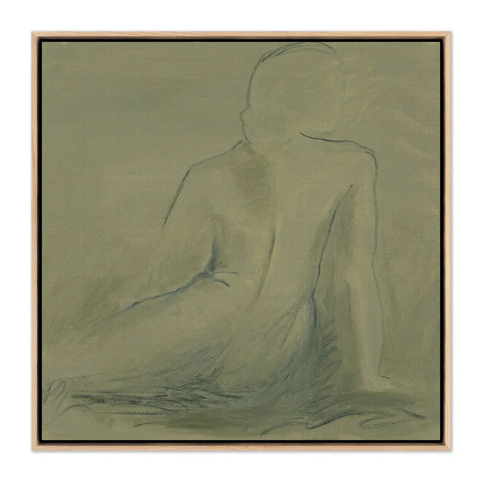 Woman At Rest II by Melody Mcmunn - Vertical Grain White Oak Floater