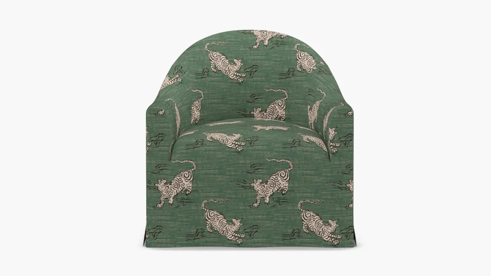Slipcover Swivel Chair, Emerald Tigresse