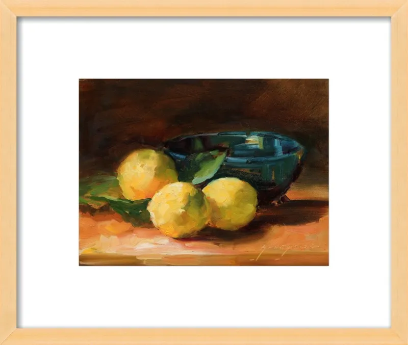 Lemons and Blue Bowl by Georgesse Gomez for Artfully Walls