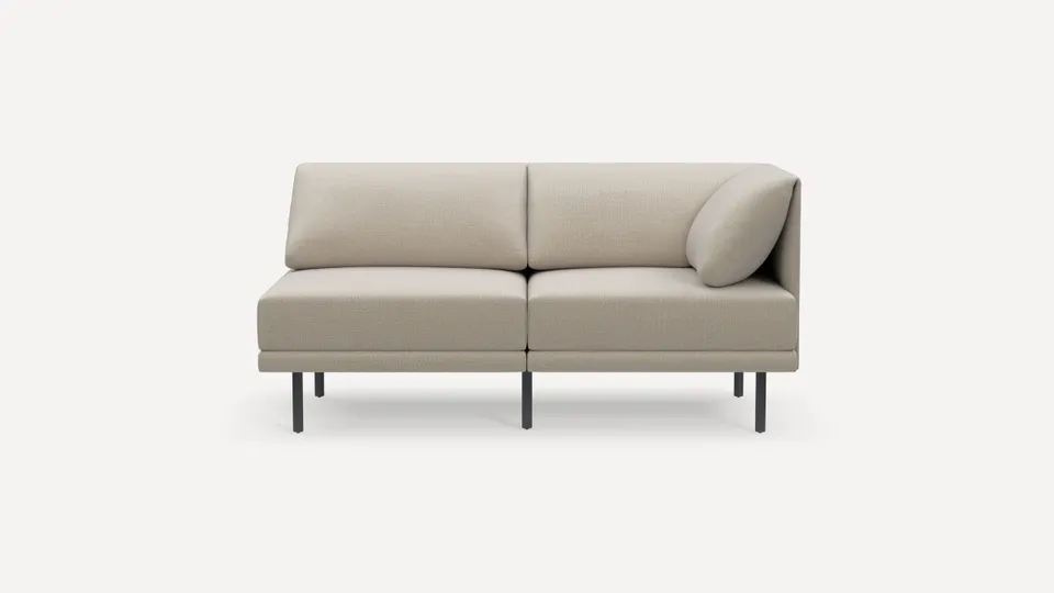 Range 2-Piece One Arm Sofa - Georgia Clay - Performance Chenille / Black - Metal