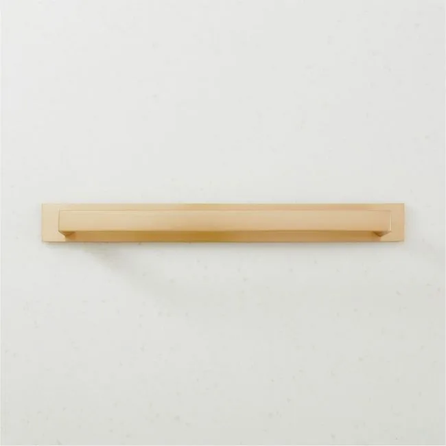 Damon Brushed Brass Cabinet Handle with Back Plate 8"
