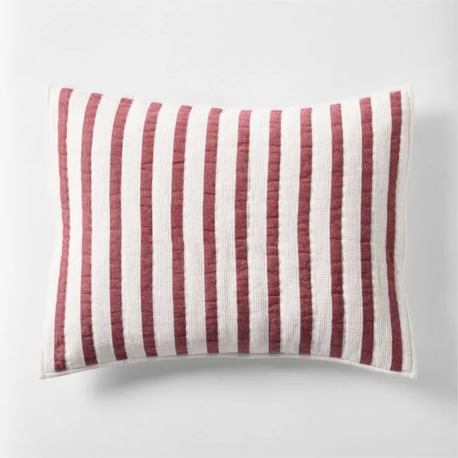 Red Striped Waffle Weave 100% Organic Cotton Kids Pillow Sham