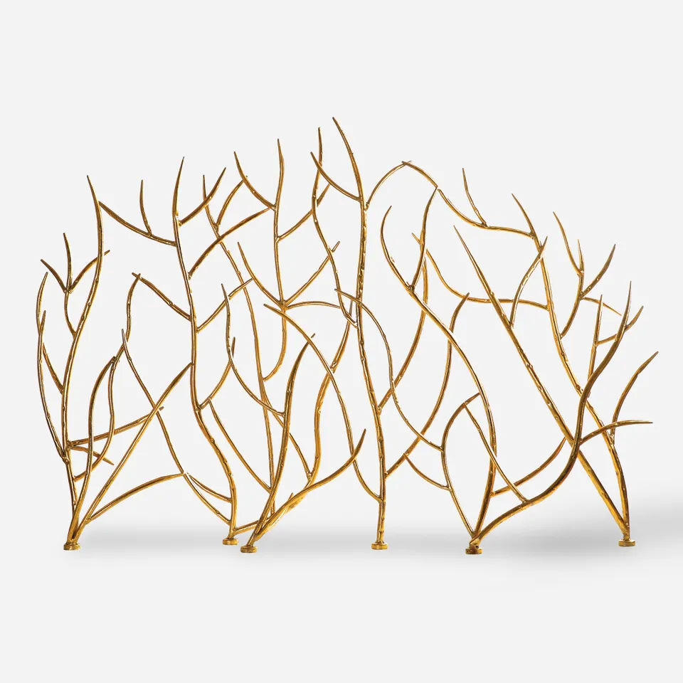 Gold Branches Decorative Fireplace Screen