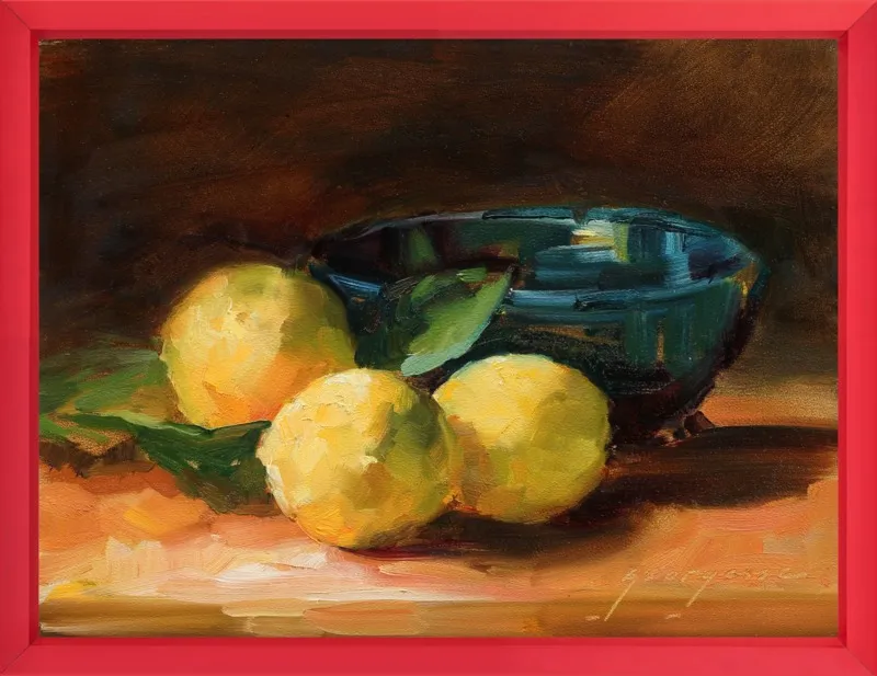 Lemons and Blue Bowl by Georgesse Gomez for Artfully Walls