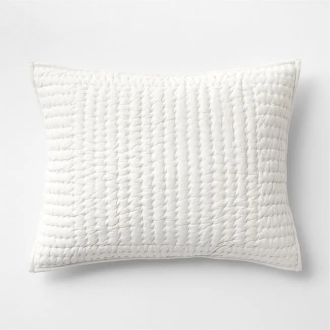Cozysoft Organic Cotton Jersey Heathered Ivory Standard Quilted Pillow Sham