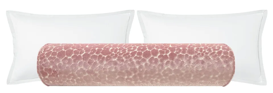 THE BOLSTER :: LEOPARD CUT VELVET // PINK PEONY - KING // 9" X 48"