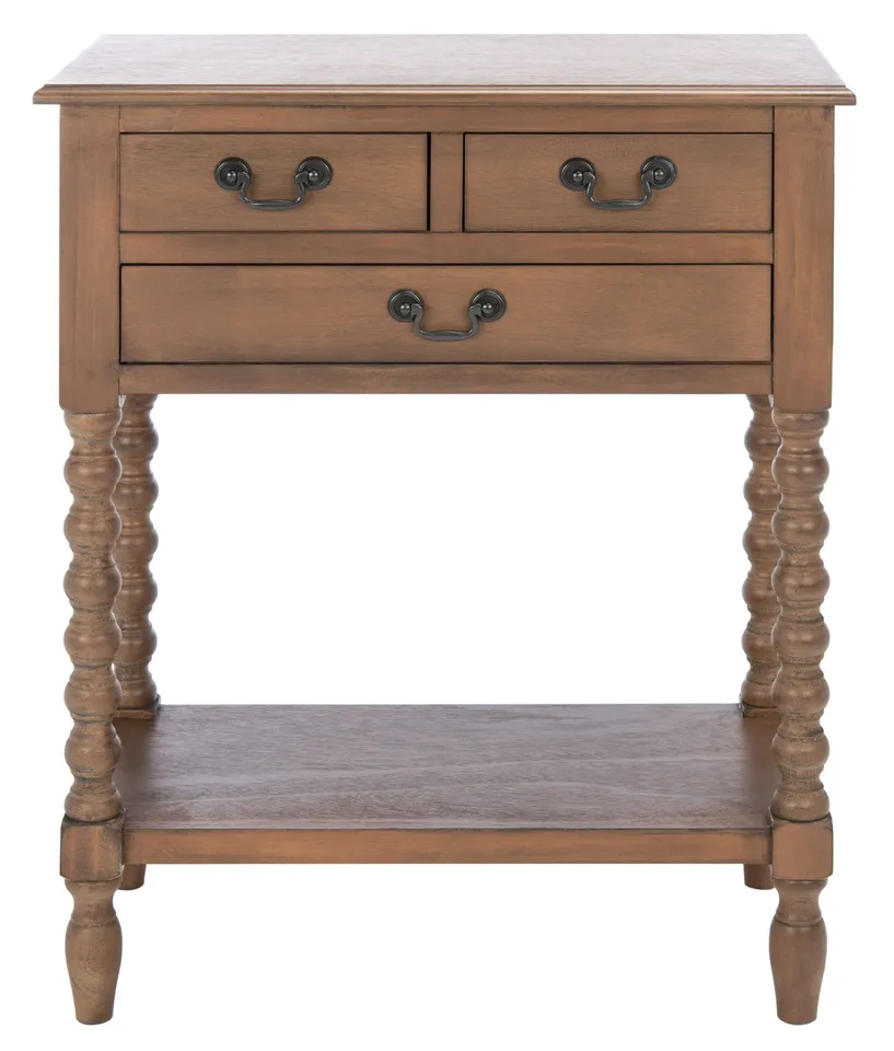 Athena 3 Drawer Console Table - Brown