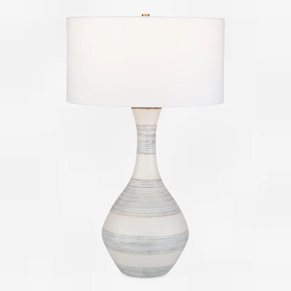 Potter Striped Ivory Blue Table Lamp