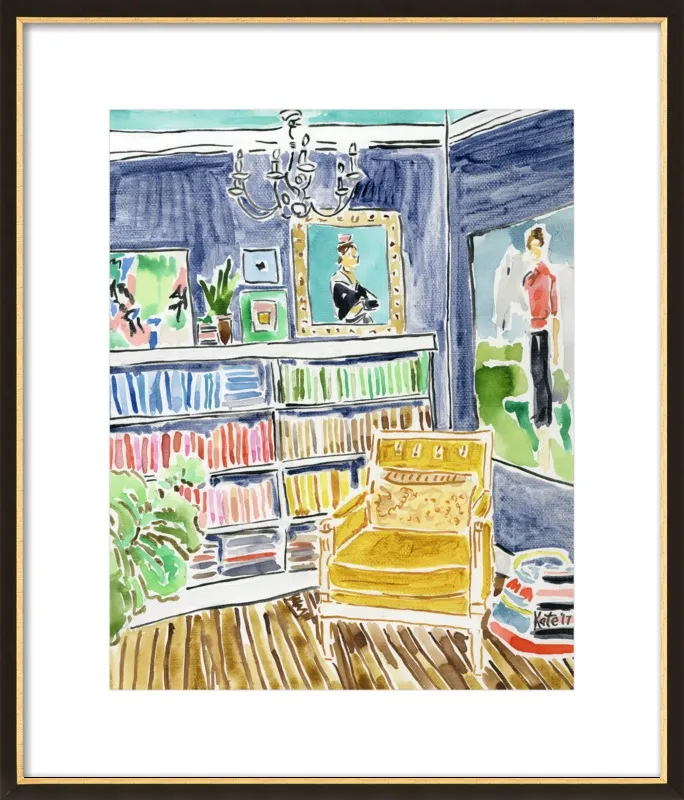 Bookshelf with Paintings by Kate Lewis for Artfully Walls