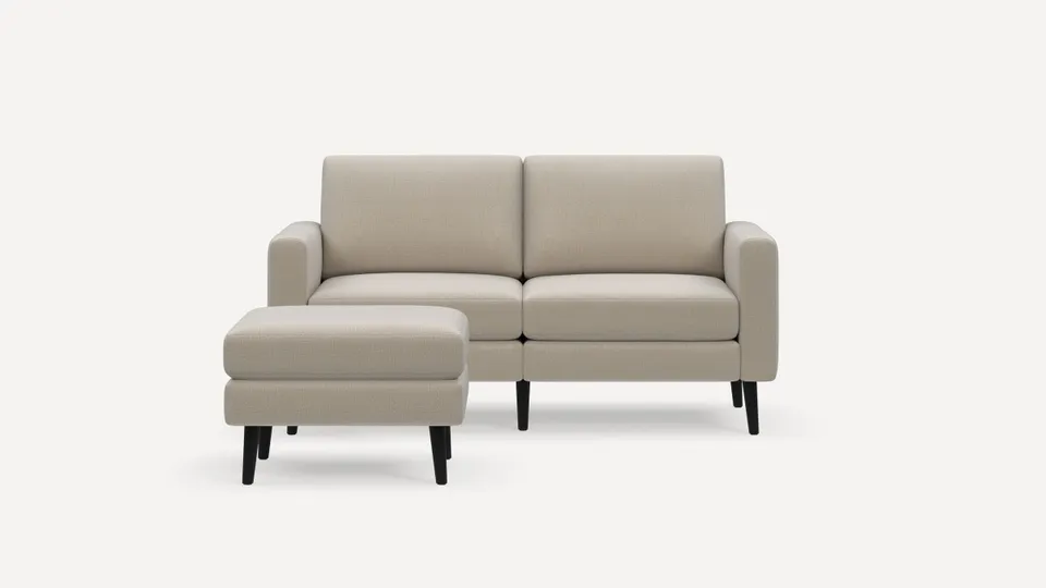 Nomad Loveseat with Ottoman - Georgia Clay - Performance Chenille / Ebony - Wood / Block