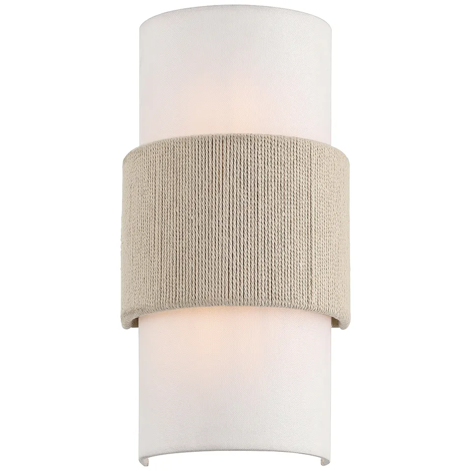 360 Lighting Cabo 14 1/2" Linen and Rope 2-Light Wall Sconce