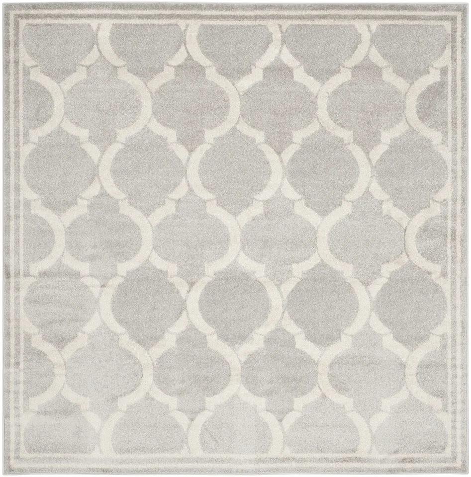 Arlo Home Indoor/Outdoor Woven Area Rug, AMT415B, Light Grey/Ivory,  7' X 7' Square