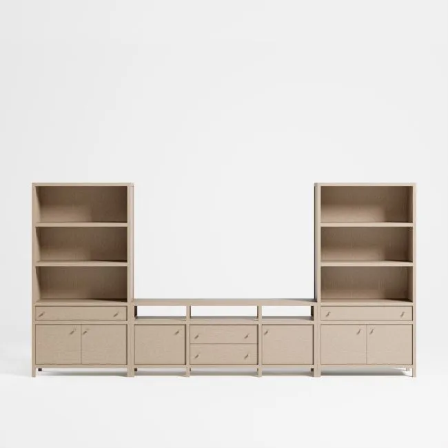 Keane 152" Weathered Natural Wood Storage Media Console Set