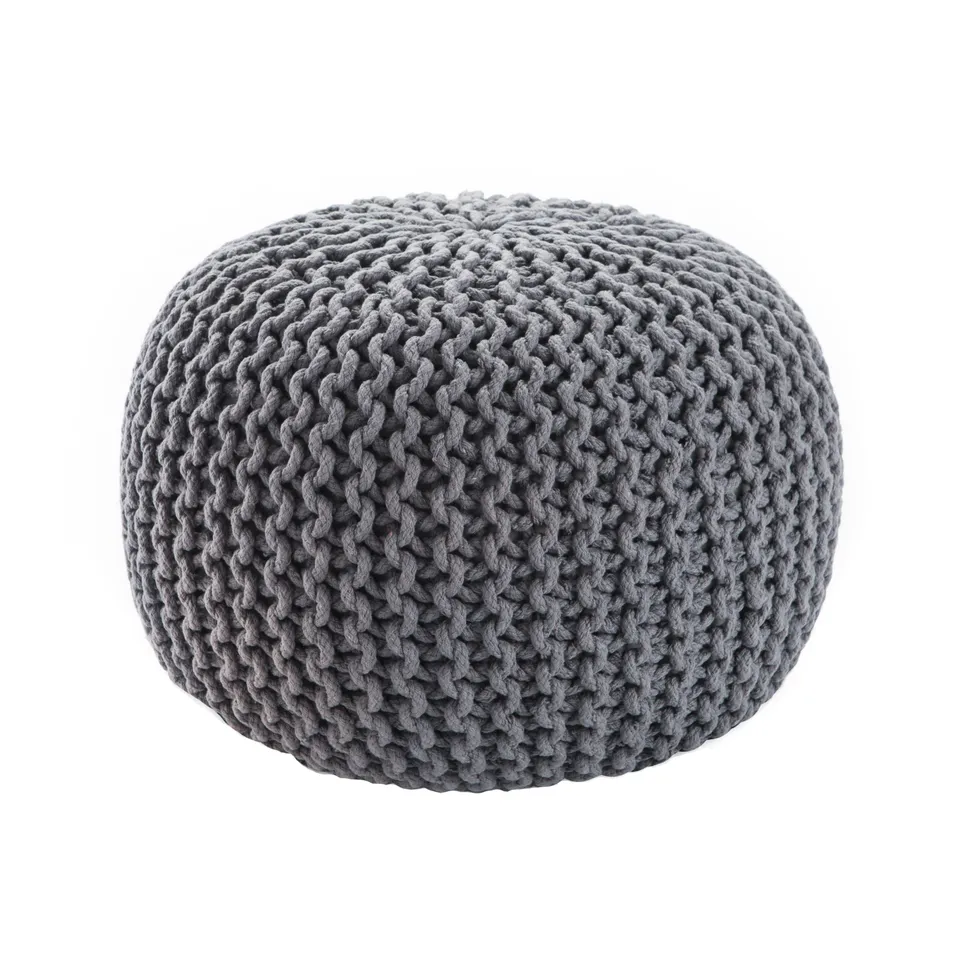 Spectrum Pouf Textured Gray Round Pouf