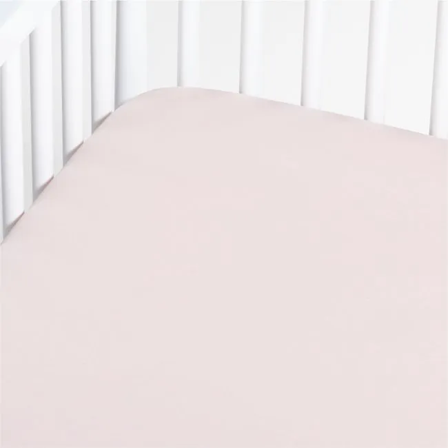 Comfy Tee Whisper Solid Pink 100% Organic Cotton Jersey Baby Crib Fitted Sheet