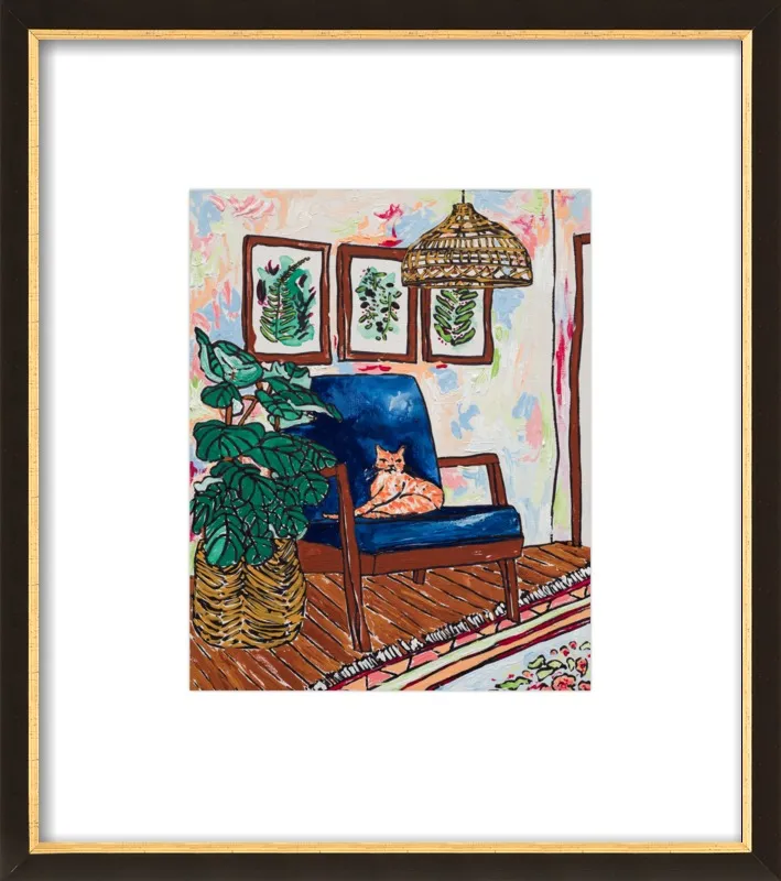 Ginger Cat in Mid Century Chair by Lara Lee Meintjes for Artfully Walls