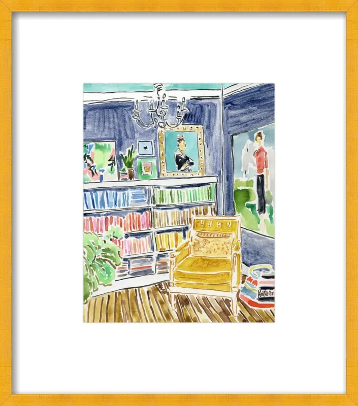 Bookshelf with Paintings by Kate Lewis for Artfully Walls
