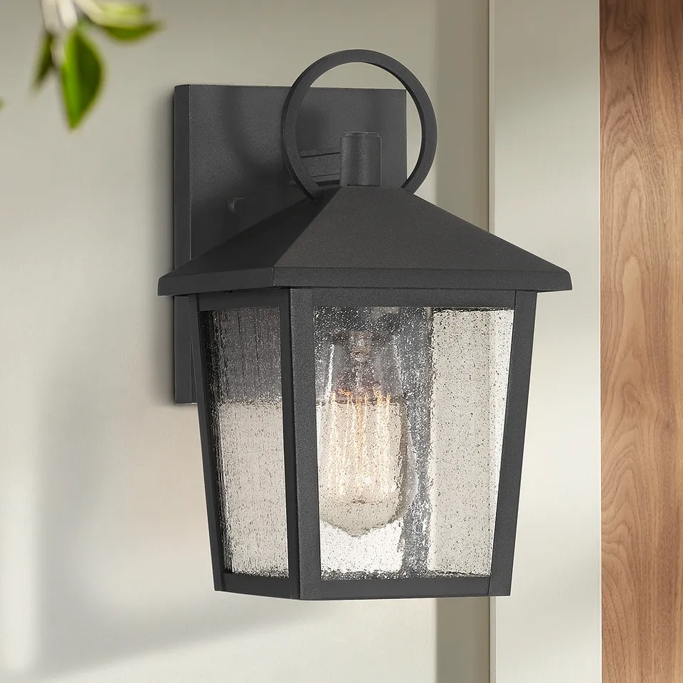 John Timberland Westmont 10 1/2" High Sand Black Outdoor Wall Light