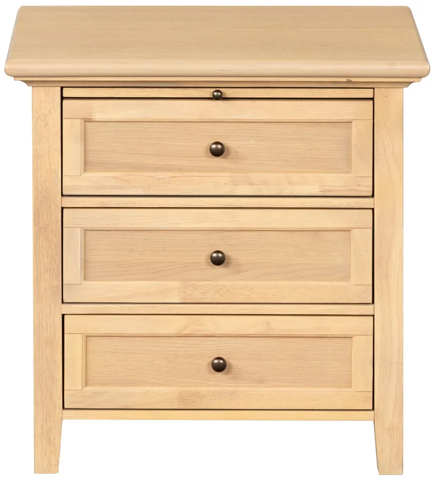 Trevor 3 Drawer Wood Nightstand - Oak
