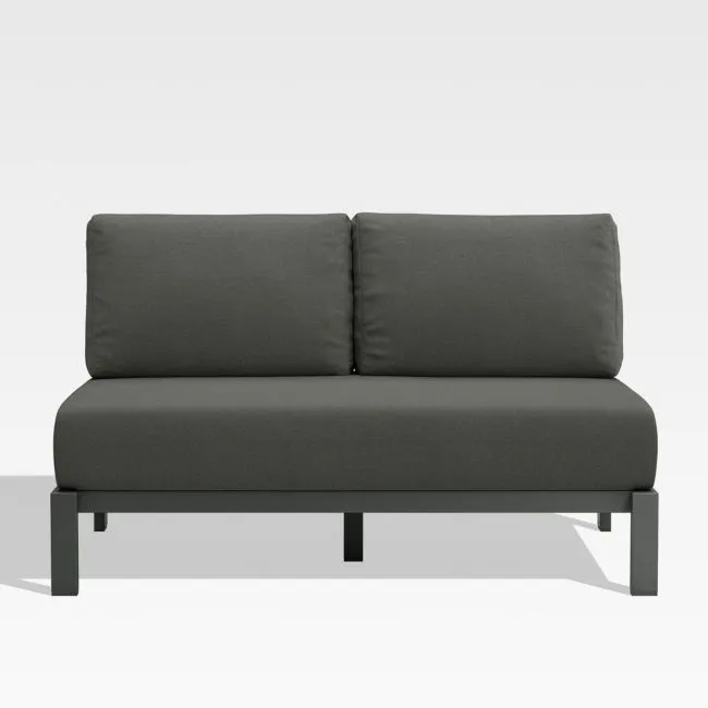 Walker Metal Outdoor Armless Loveseat with Canvas Charcoal  Sunbrella ® Cushions