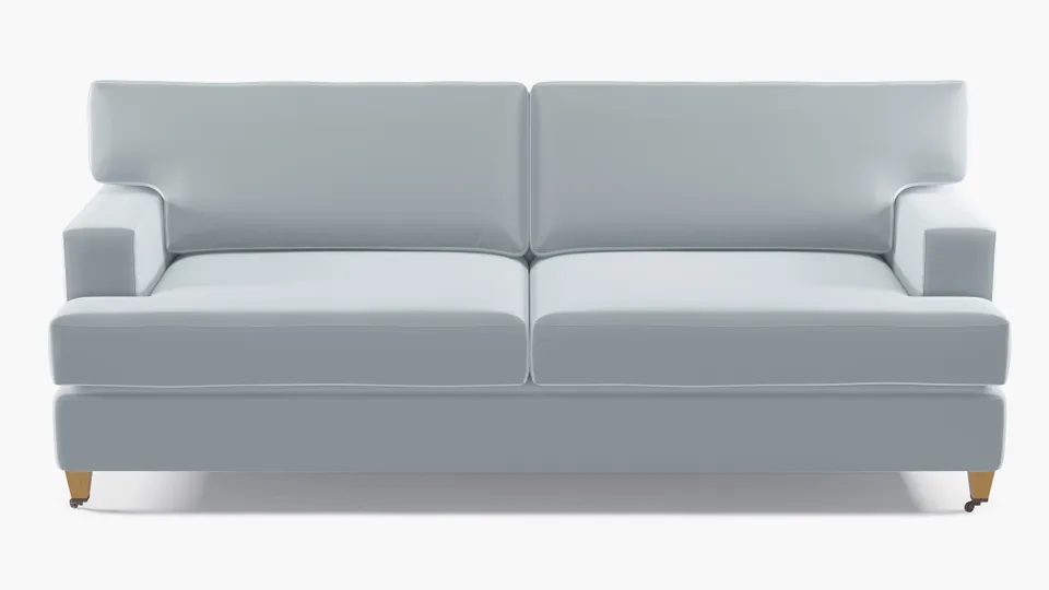 Classic Sofa, Sterling Performance Velvet, Natural with Antique Brass Caster